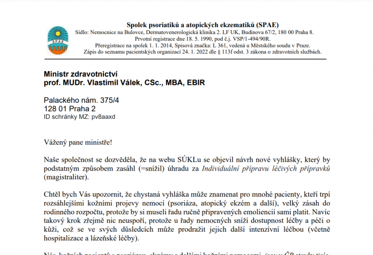 Nesouhlas s návrhem vyhlášky SÚKLu o úhradě magistraliter